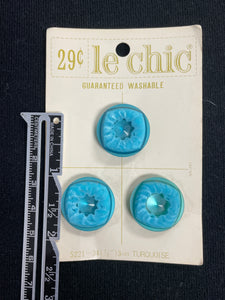 Button Plastic Set of 3 - Turquoise