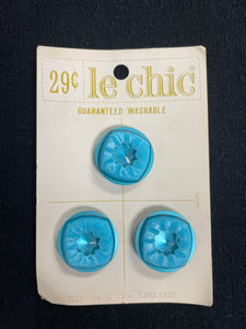 Button Plastic Set of 3 - Turquoise