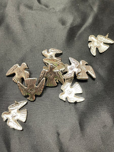 Conchos Metal Set of 10 - Silver Tone Birds