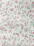 7/8 YD Poly/Cotton Polished Vintage Remnant - White with Pink and White Flowers