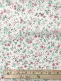 7/8 YD Poly/Cotton Polished Vintage Remnant - White with Pink and White Flowers