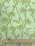 Rayon Crepe Vintage - Celery Green with Stylized Leaves and Stems