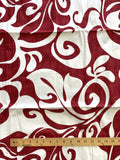 2016 2 YD Cotton - Red with Large Off White Tropical Leaves