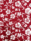 2002 2 YD Cotton Vintage - Red with White Tropical Flowers