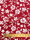 2002 2 YD Cotton Vintage - Red with White Tropical Flowers