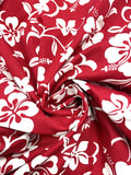 2002 2 YD Cotton Vintage - Red with White Tropical Flowers