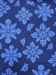 2 7/8 YD Poly/Cotton - Navy Blue with Blue Tropical Leaf Motifs