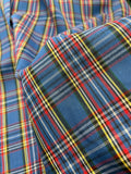 3 5/8 Poly/Cotton Yarn-Dyed Plaid Shirting Vintage -  Blue with Red, Yellow, Black and White