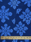 2 7/8 YD Poly/Cotton - Navy Blue with Blue Tropical Leaf Motifs