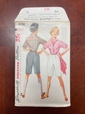 1954 Simplicity 4746 Pattern - Women's Blouse and Shorts