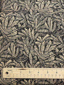 Quilting Cotton - Beige Leaves on Dark Brown