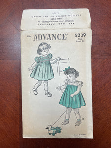 1940's Advance 5239 Pattern - Child's Dress