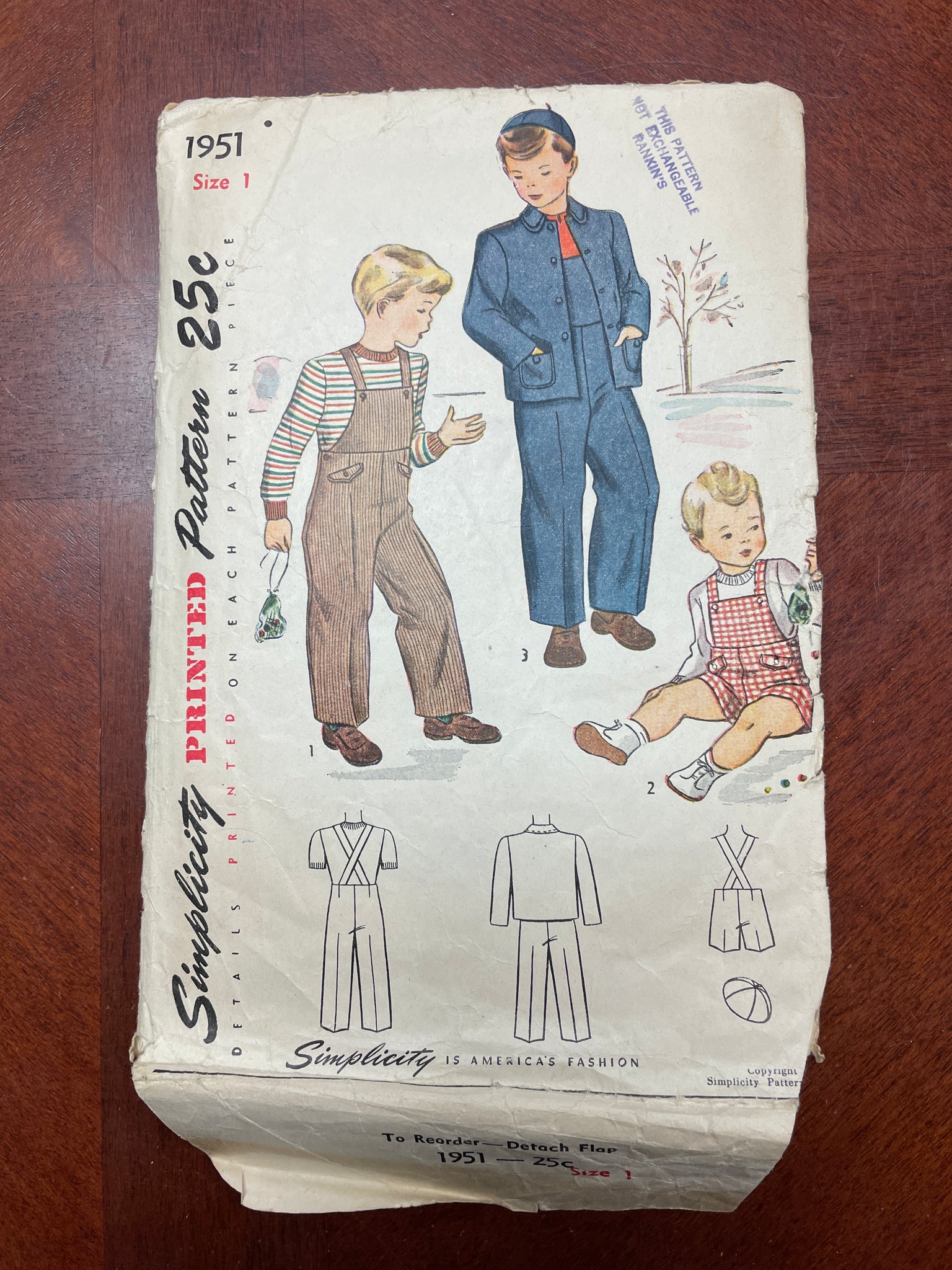 1940 Simplicity 1951 Pattern - Child's Overalls, Jacket and Hat