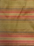 2 1/2 YD Cotton - Olive Green with Red, Orange, Purple and Tan Stripes