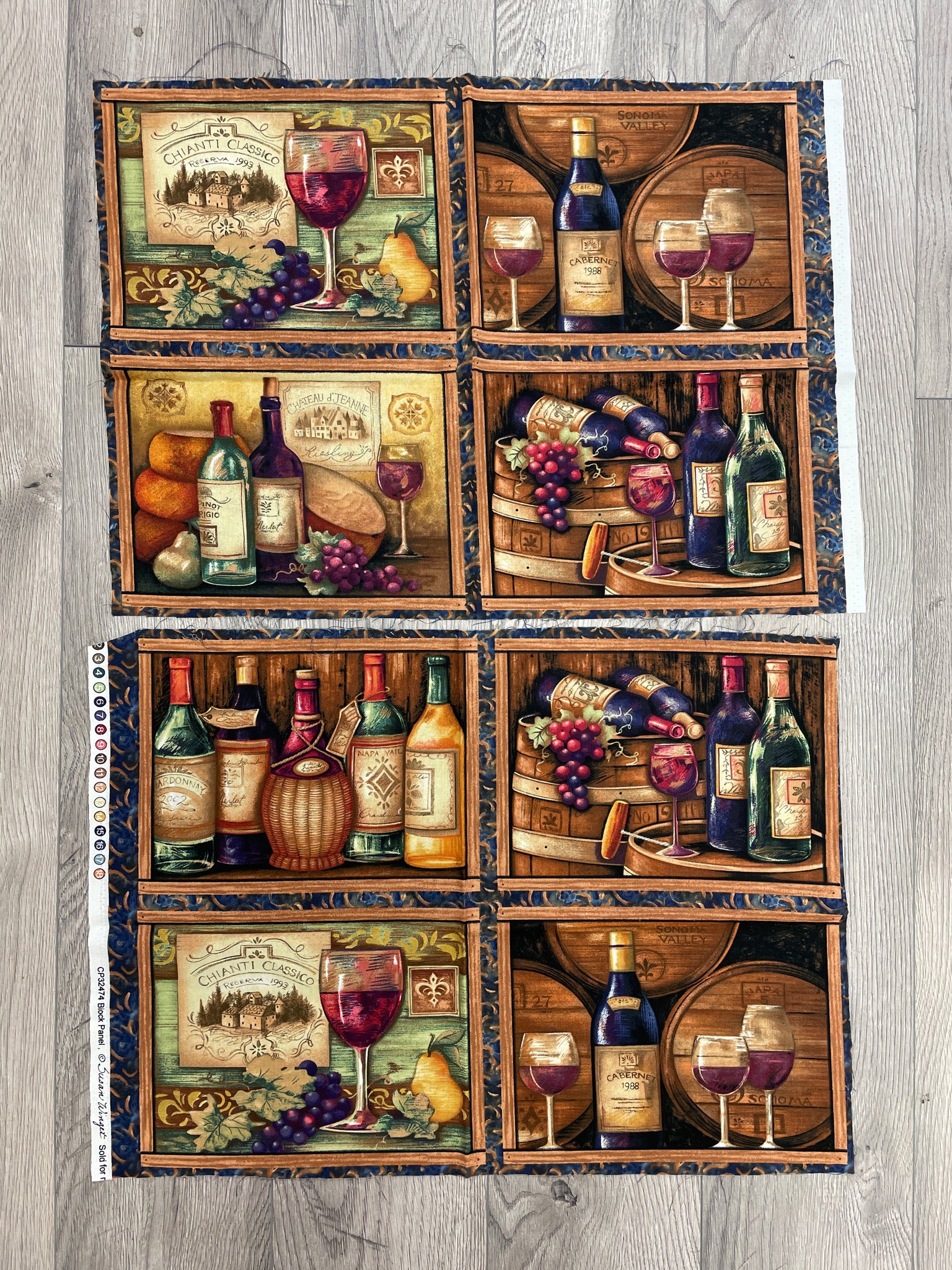 SALE Quilting Cotton Panels - Wine on Shelves