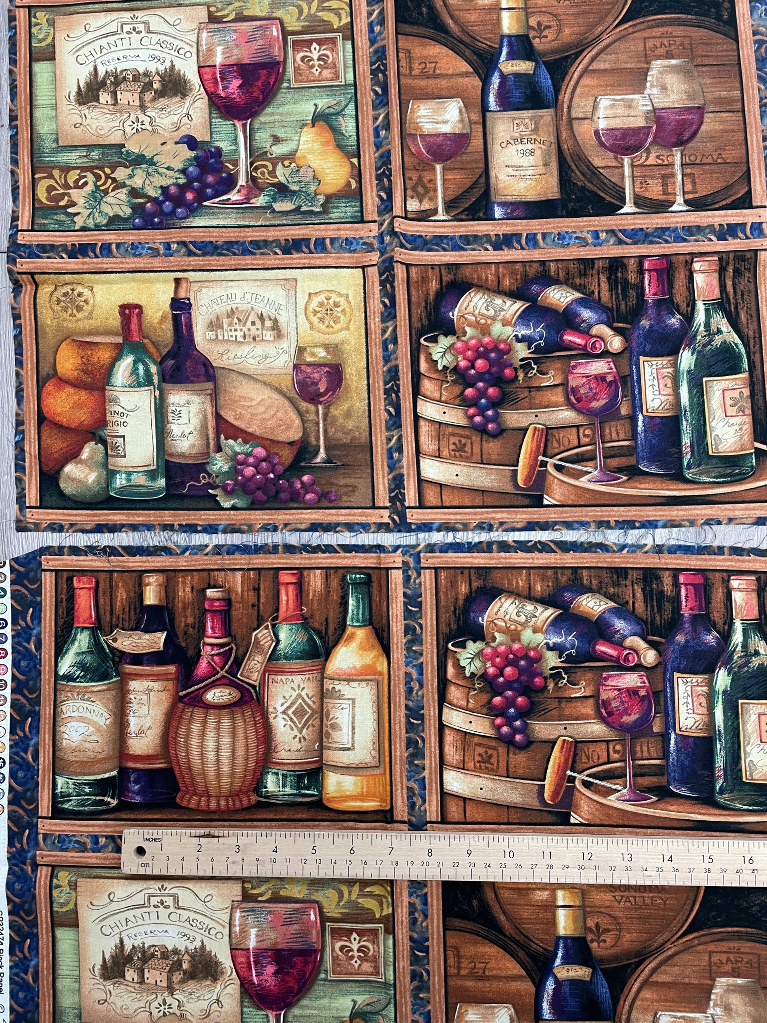 SALE Quilting Cotton Panels - Wine on Shelves