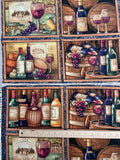 Quilting Cotton Panels - Wine on Shelves