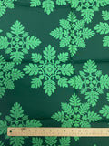 2 YD Poly/Cotton - Dark Green with Green Tropical Leaf Motifs