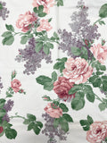 4 1/2 Cotton Blend Vintage - White with Pink and Purple Flowers