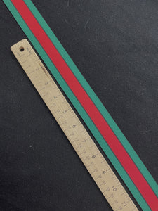 Nylon Grosgrain Ribbon By-the-Yard Vintage - Green with Wide Red Center Stripe