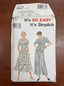 2001 Simplicity 9447 Pattern - Top Pants and Skirt FACTORY FOLDED