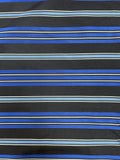 2 1/8 YD Tie Silk Yarn-Dyed Stripes - Black, Royal Blue, Light Blue and Light Gray