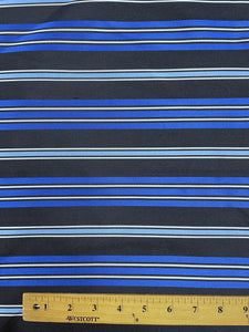 2 1/8 YD Tie Silk Yarn-Dyed Stripes - Black, Royal Blue, Light Blue and Light Gray