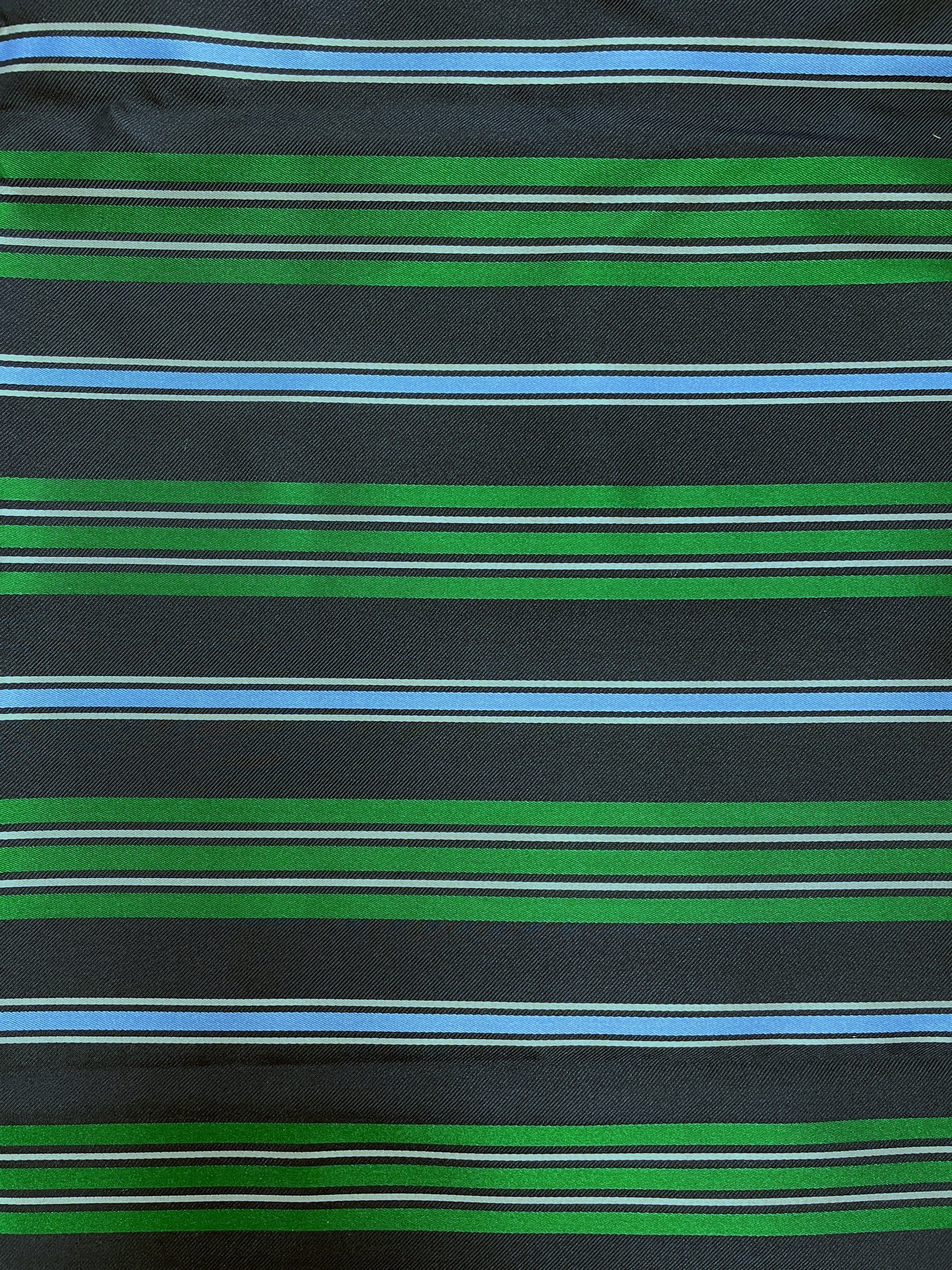 2 YD Tie Silk Yarn-Dyed Stripes - Black, Green, Light Blue and Light Gray