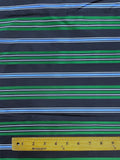 2 YD Tie Silk Yarn-Dyed Stripes - Black, Green, Light Blue and Light Gray