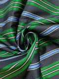 2 YD Tie Silk Yarn-Dyed Stripes - Black, Green, Light Blue and Light Gray