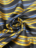 2 YD Tie Silk Yarn-Dyed Stripes - Black, Yellow, Light Blue and Light Gray