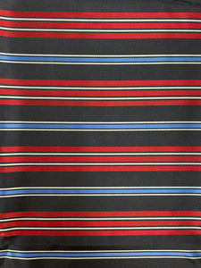 2 YD Tie Silk Yarn-Dyed Stripes - Black, Red, Light Blue and Light Gray