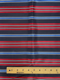 2 YD Tie Silk Yarn-Dyed Stripes - Black, Red, Light Blue and Light Gray