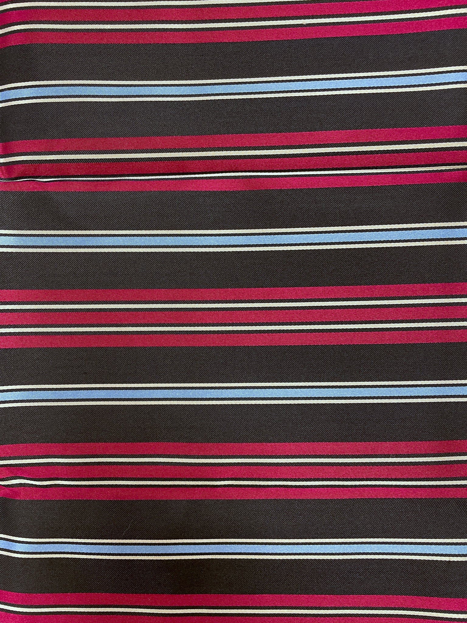 2 YD Tie Silk Yarn-Dyed Stripes - Black, Fuchsia, Light Blue and Light Gray