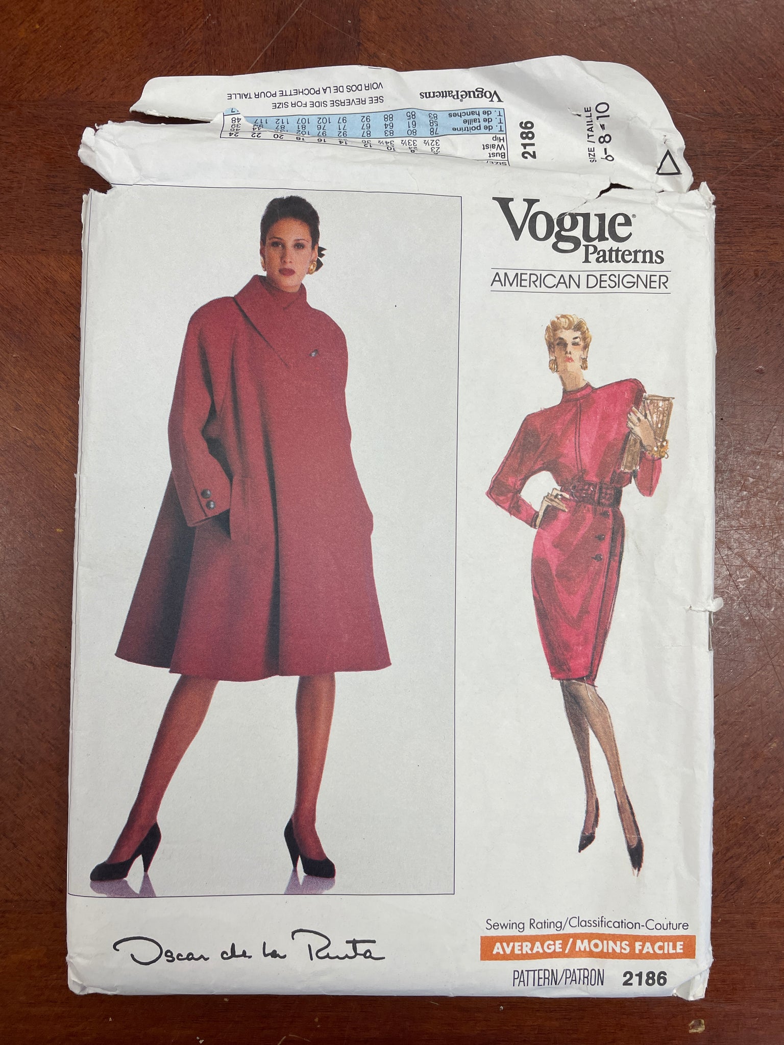 1988 Vogue 2186 Pattern - Coat, Top and Skirt FACTORY FOLDED