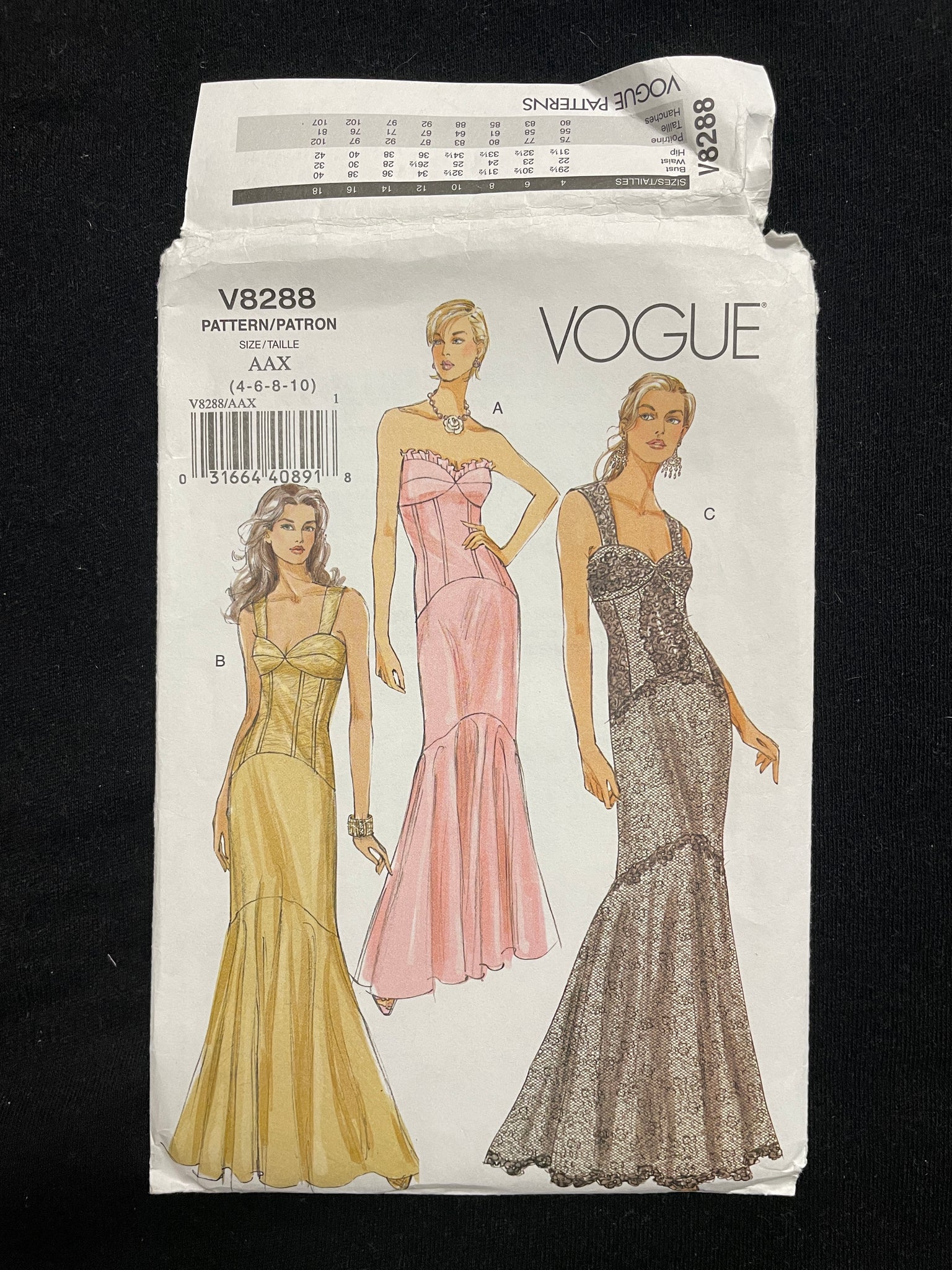 2007 Vogue 8288 Sewing Pattern - Dresses FACTORY FOLDED