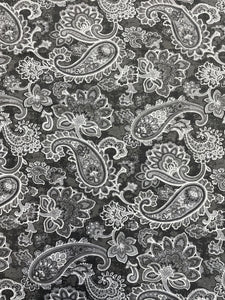 7/8 YD Cotton Blend Knit - Multi Gray Paisley