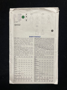 1996 Vogue 9452 Sewing Pattern - Dresses FACTORY FOLDED