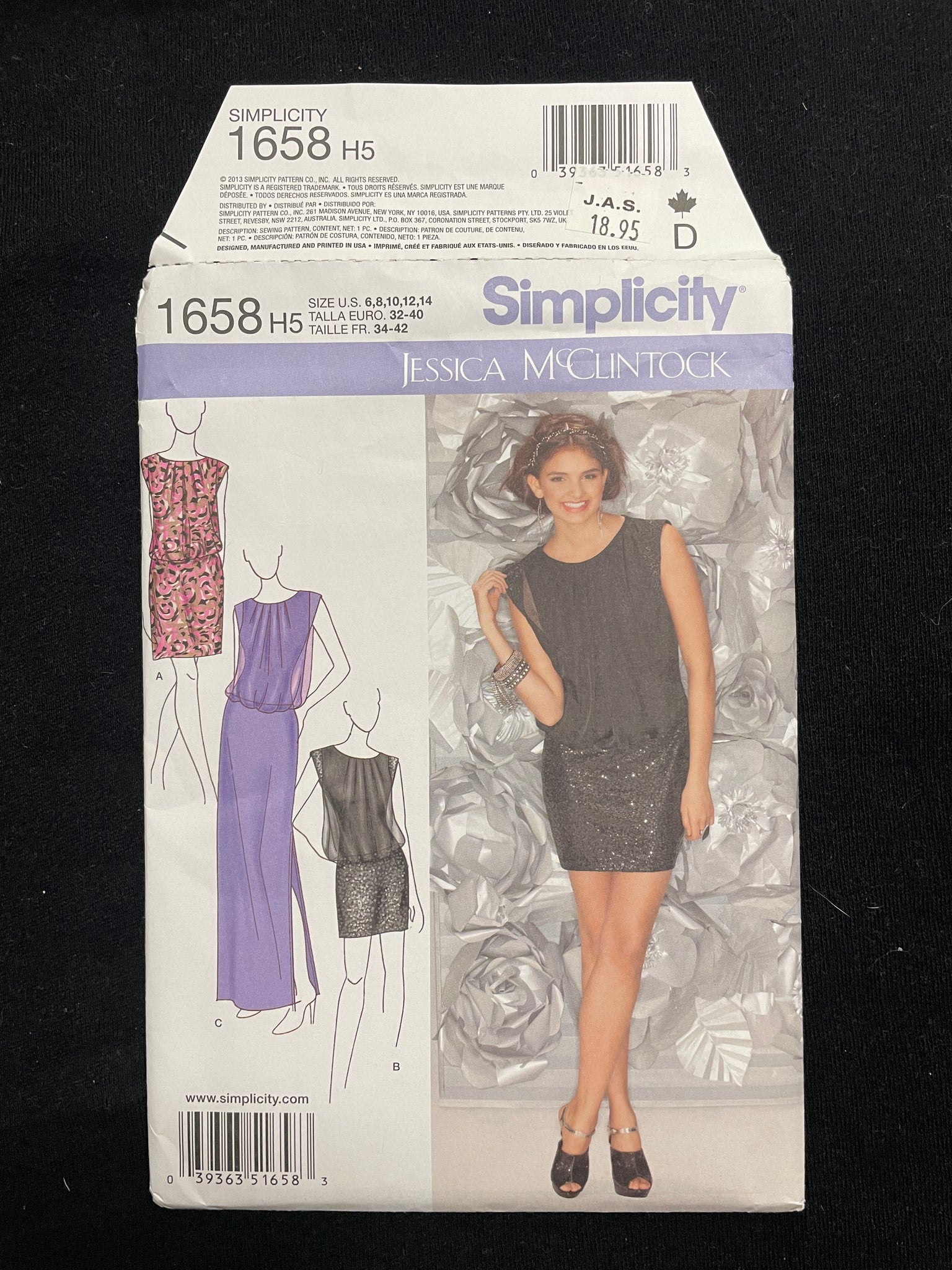 2013 Simplicity 1658 Sewing Pattern - Dress FACTORY FOLDED