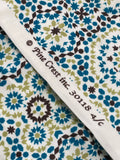 2 3/4 YD Spandex Lycra - White with Teal, Green and Dark Brown Motifs