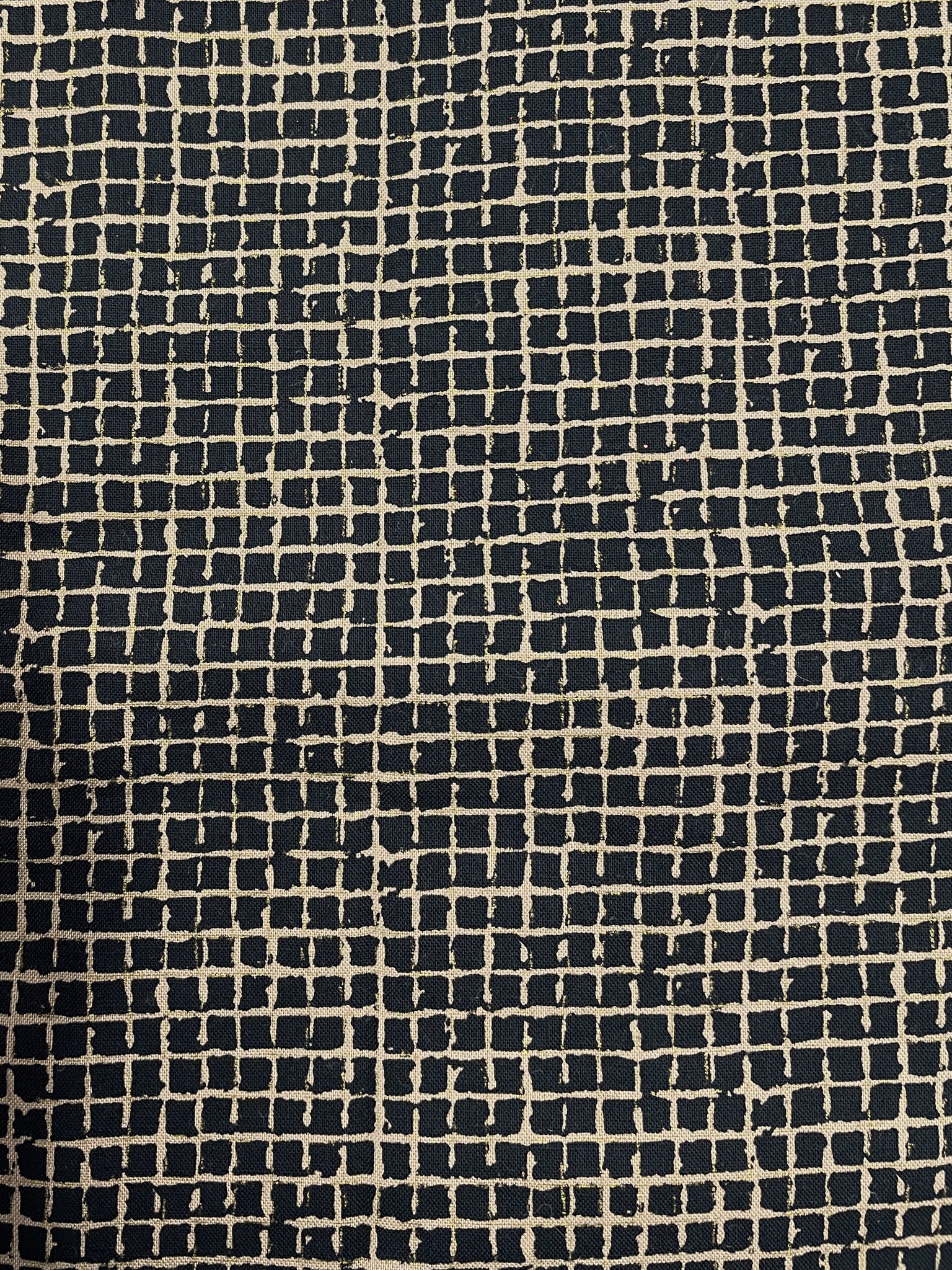 1 3/4 YD Quilting Cotton - Black with Tan Grid