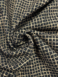 1 3/4 YD Quilting Cotton - Black with Tan Grid