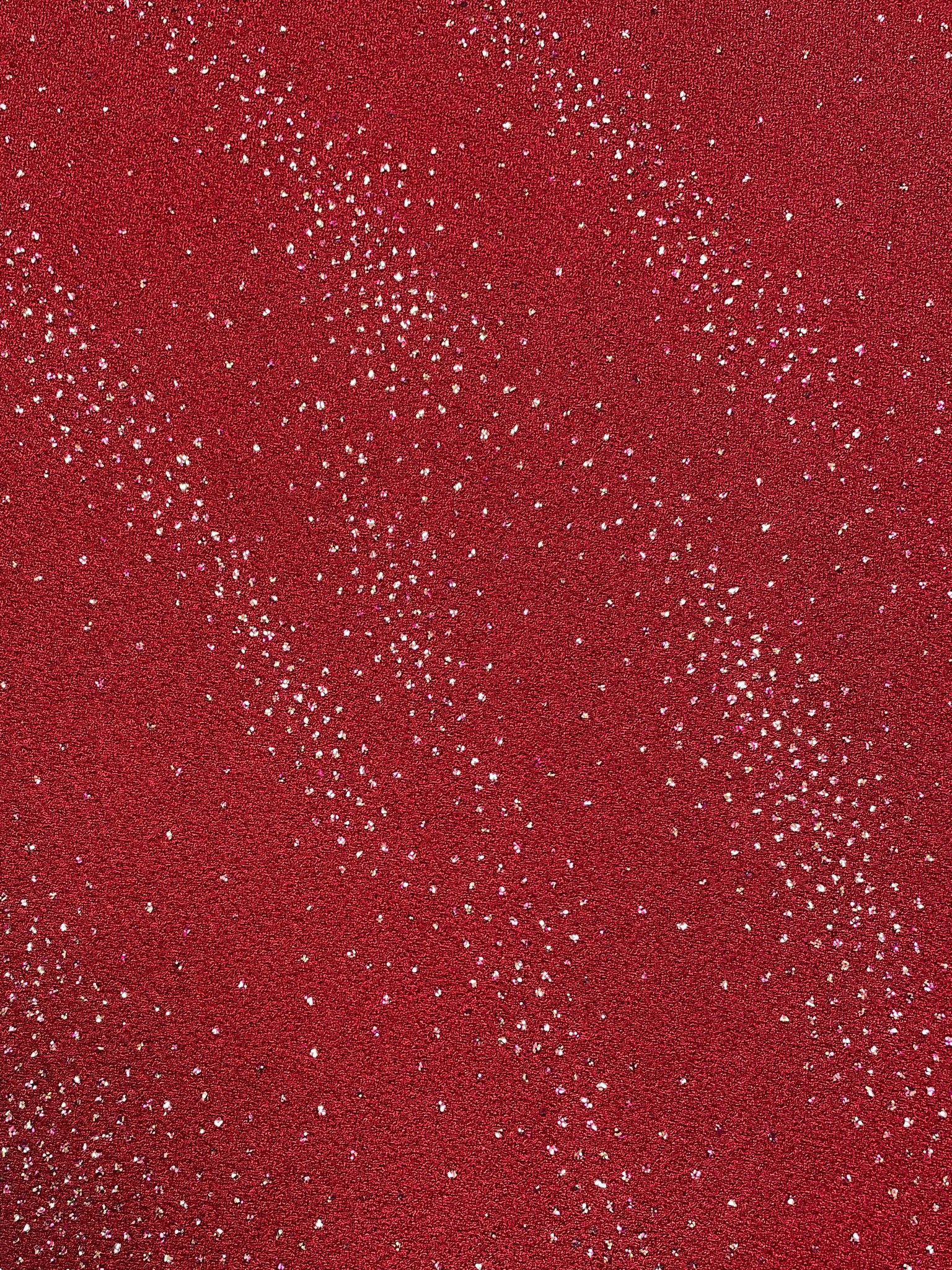 1 3/4 YD Polyester Stretch Knit - Red with Glitter