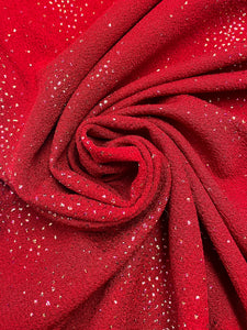 1 3/4 YD Polyester Stretch Knit - Red with Glitter