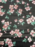 4 5/8 YD Cotton Blend - Black with Pink Flowers