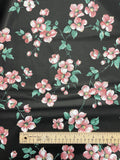 4 5/8 YD Cotton Blend - Black with Pink Flowers