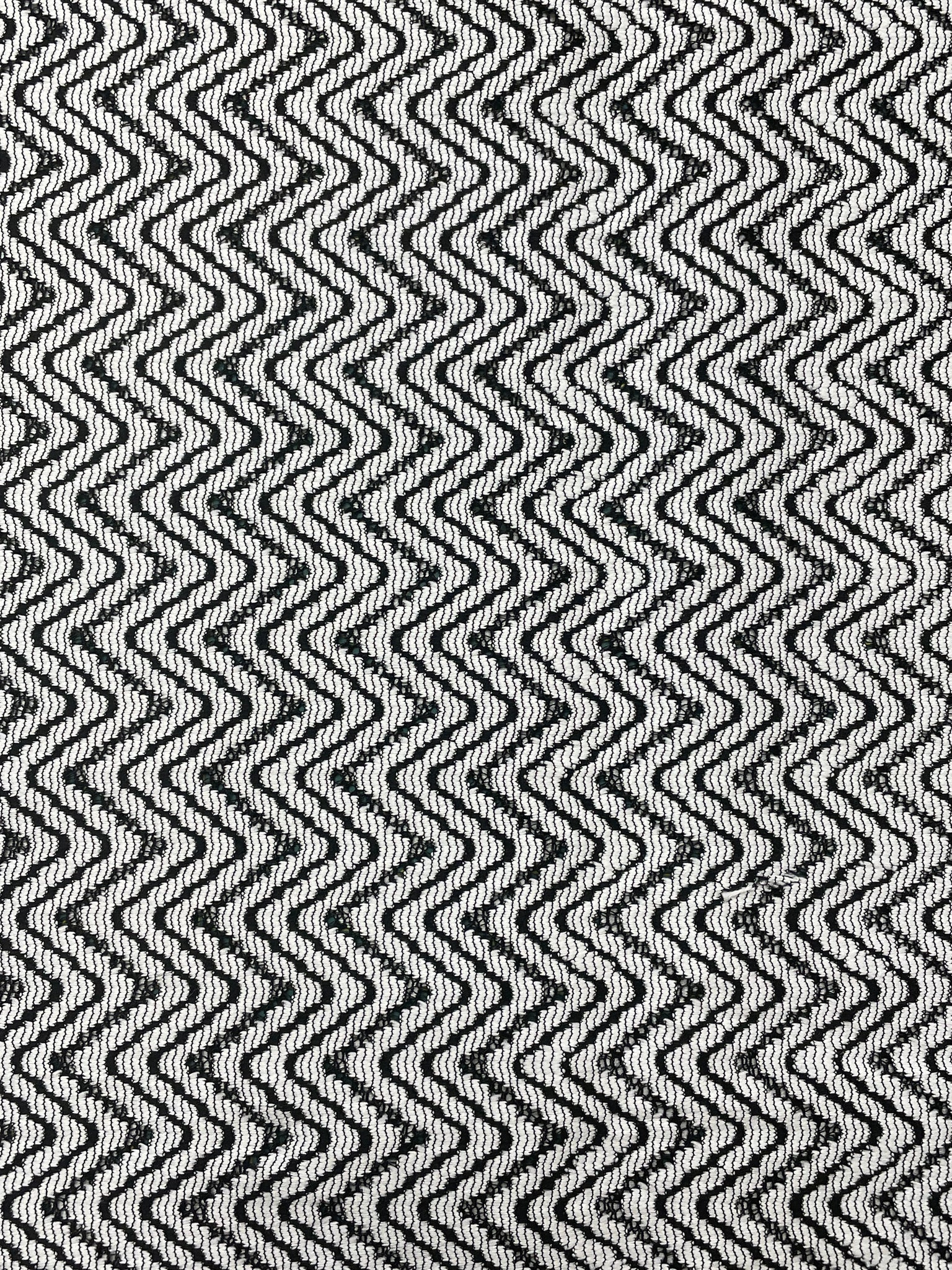 1 3/4 YD Nylon Stretch Knit - Black and White Zig-Zag