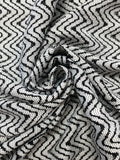 1 3/4 YD Nylon Stretch Knit - Black and White Zig-Zag