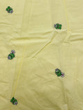 4 3/8 YD Cotton - Yellow with Embroidered Frogs