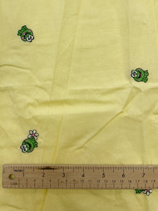 4 3/8 YD Cotton - Yellow with Embroidered Frogs